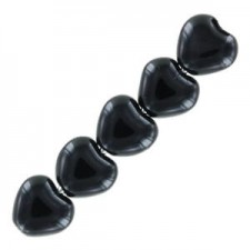 Czech Hearts beads 6mm Jet 23980